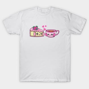 All i need is cake and coffee, Kawaii cake and coffee cartoon. T-Shirt